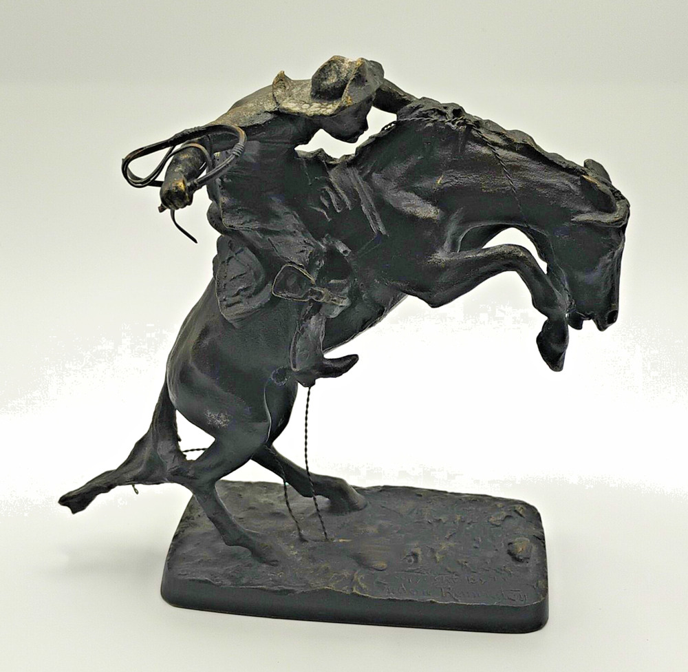 The Franklin Mint Broncho Buster Remington Museum Metal Figurine Miniature Repo